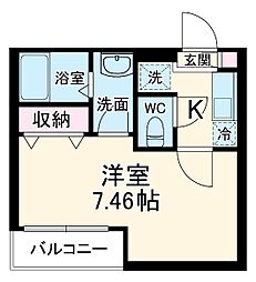 北坂戸ヒルズ 1階1Kの間取り