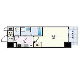 エスリード新大阪ザ・プレミアWEST 5階1Kの間取り