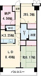 ラフィネ立川 9階2SLDKの間取り