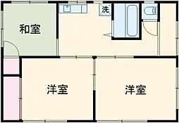 東武伊勢崎線 剛志駅 3.8kmの賃貸一戸建て 1階3DKの間取り