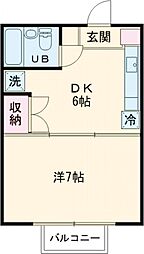 アビタシオン 2階1DKの間取り
