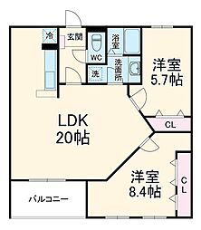 Ｓｕｎ石ナ曽根　Ｎ 3階2LDKの間取り