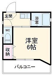 コートハウスI 2階1Kの間取り