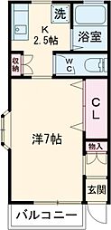 コウズィ　プレイス 1階1Kの間取り