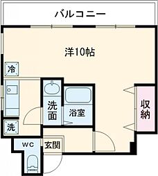 グランフォークス目黒 3階ワンルームの間取り