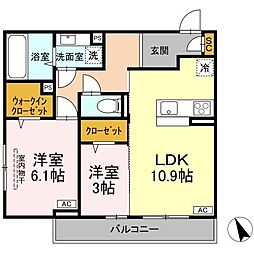D’s LIEN (ディーズリアン)　E 3階2LDKの間取り