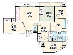 サンライズ都賀 1階5LDKの間取り