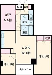 京王線 調布駅 徒歩2分の賃貸マンション 5階2SLDKの間取り