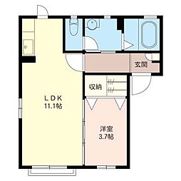 サンクレイドル63　III 1階1LDKの間取り
