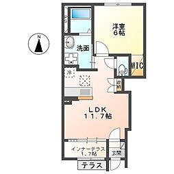 ピパトール 1階1LDKの間取り