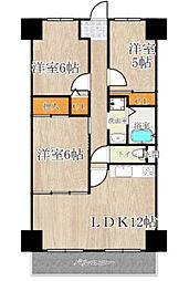 サンファースト京橋 7階3LDKの間取り