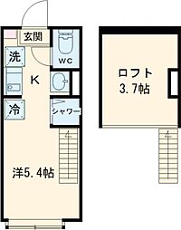 東武伊勢崎線 堀切駅 徒歩6分の賃貸アパート 1階ワンルームの間取り