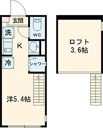 東武伊勢崎線 堀切駅 徒歩6分の賃貸アパート 2階ワンルームの間取り