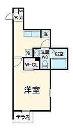 ラフィーナー松戸 3階1Kの間取り