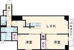 都営新宿線 菊川駅 徒歩8分の賃貸マンション 10階2LDKの間取り