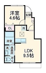 アヴァンス 1階1LDKの間取り
