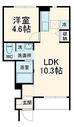 クレール 1階1LDKの間取り