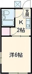 ミモザアネックスＡ 2階1Kの間取り