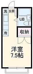 周郷ハイツ 2階1Kの間取り