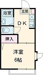 ジュネスヤマモト 2階1DKの間取り