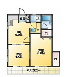 ホワイトハイムタナカ 1階2DKの間取り