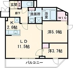 ＣＲＥＡＬ　ｐｒｅｍｉｅｒ西馬込 1階2LDKの間取り