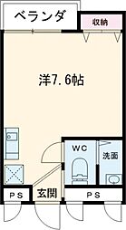 ピュアコート 1階ワンルームの間取り