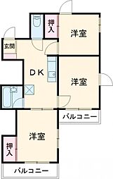 パーセル砧 2階3DKの間取り
