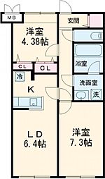 Ｌｉｂｅｒｔｅ沼袋 1階2LDKの間取り