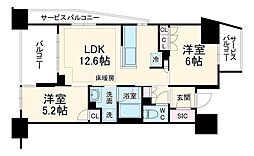京急本線 横須賀中央駅 徒歩4分の賃貸マンション 7階2LDKの間取り