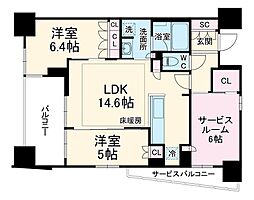 京急本線 横須賀中央駅 徒歩4分の賃貸マンション 8階2SLDKの間取り