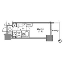 アドバンス名古屋モクシー 14階1Kの間取り