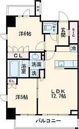 クレストコート中野富士見町 6階2LDKの間取り