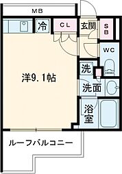 クレストコート中野富士見町 6階1Kの間取り