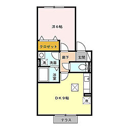 ソレーユ西志津 1階1LDKの間取り