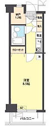 まちのもり本町田 2階1Kの間取り