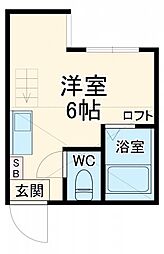 アーヴェル峰岡町 2階ワンルームの間取り