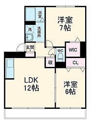 グランドパレス 1階2LDKの間取り