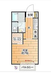 サクシード 1階1Kの間取り
