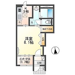 アバンティ（ａｖａｎｔｉ） 1階1Kの間取り