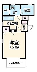 ヴィレッジＦ 3階1Kの間取り
