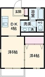 グランドソレーユ 1階2Kの間取り