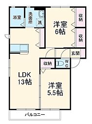 ビレッジ亀沢Ｄ 2階2LDKの間取り
