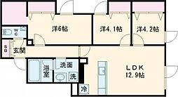 Coeur Blanc八幡山 3階3LDKの間取り