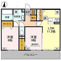 JR高崎線 高崎駅 徒歩20分の賃貸アパート 2階2LDKの間取り