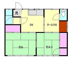 杉山貸家 1階2DKの間取り