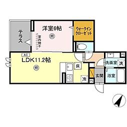 プロスター元山町 1階1LDKの間取り