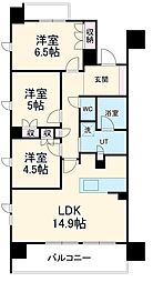 レ・ジェイド名古屋 14階3LDKの間取り