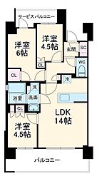 プレサンス名駅南ブリエ 11階3LDKの間取り