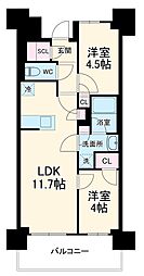プレサンス名駅南ブリエ 10階2LDKの間取り